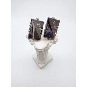 Vtg‎ 1960s SWANK Hematite Cufflinks Regal Rectangular Diamond Cut FREE $HIPPING!